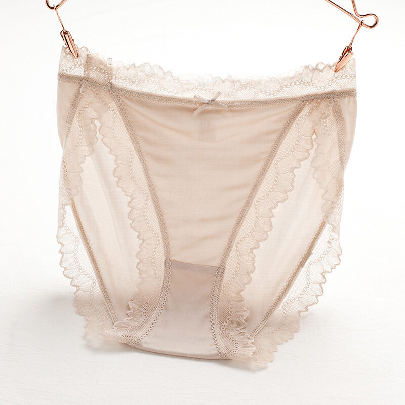 Mid-waist Comfortable Breathable Lace Sexy Knitted Silk Panties